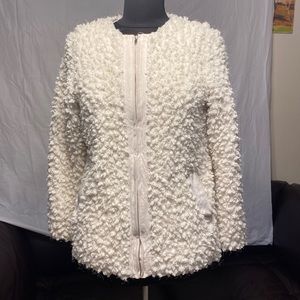 BRONZE contemporary feminine women’s faux fur Jacket size S white color like new